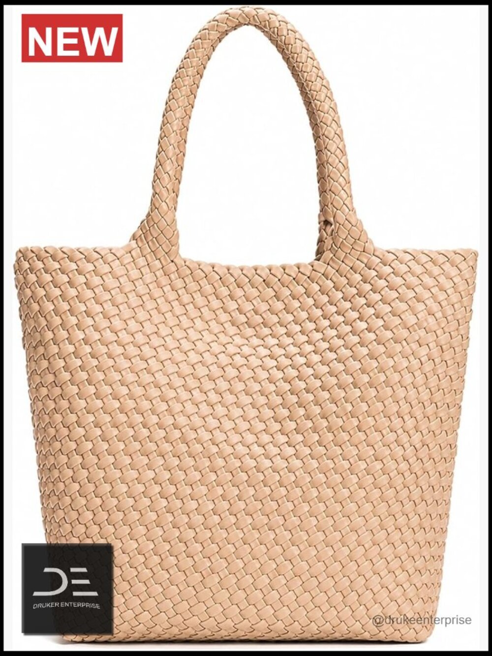 Woven Vegan Leather Tote Bag with Clutch, Work Travel Beach Bag